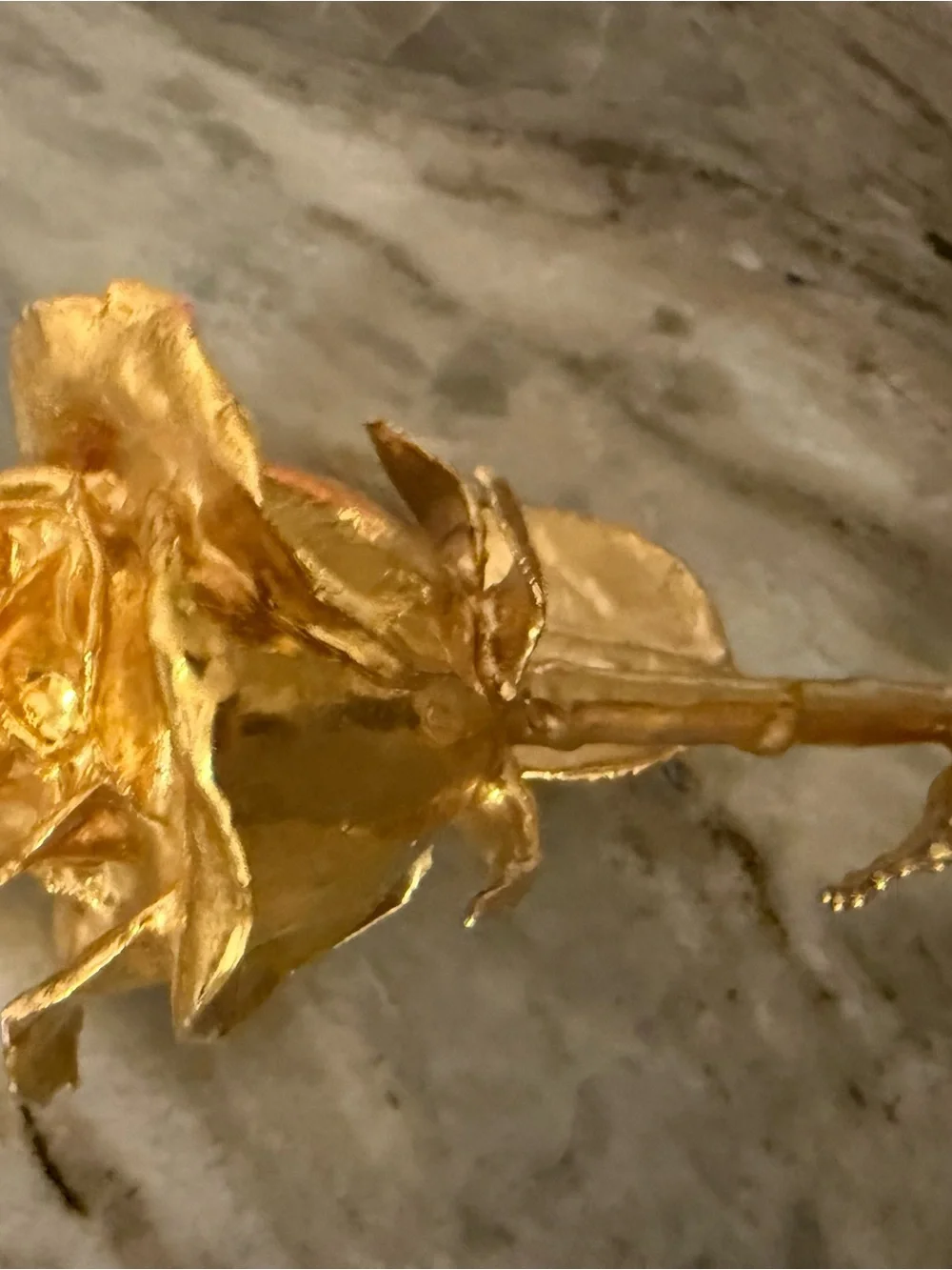 Gold Toned Rose Stem Accent